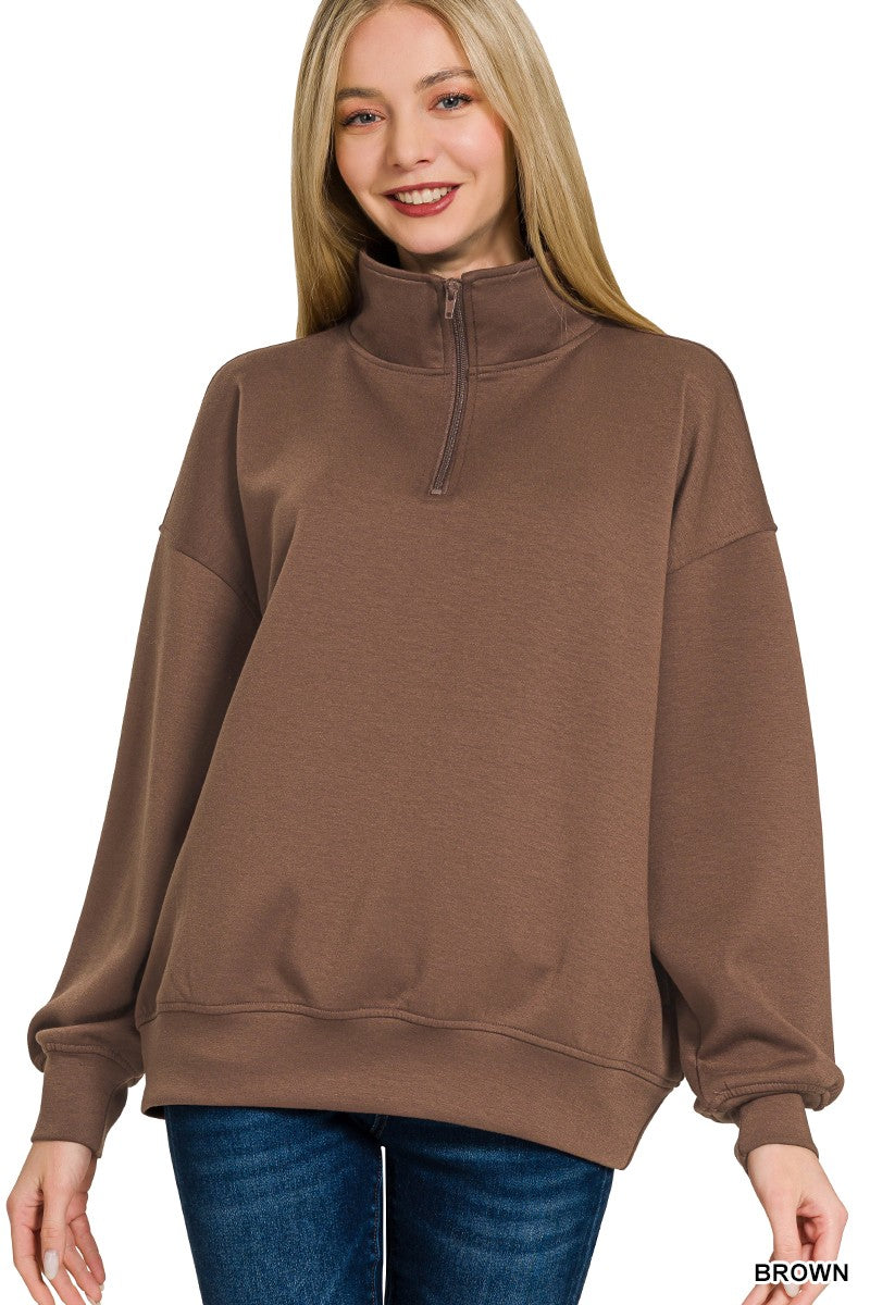 Zenana Cozy Half-Zip Pullover- Ships Friday!