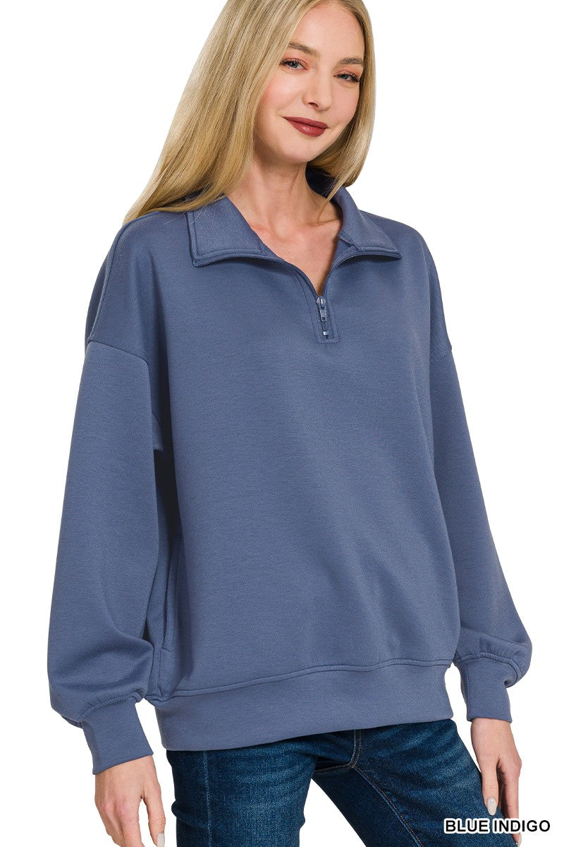 Zenana Cozy Half-Zip Pullover- Ships Friday!